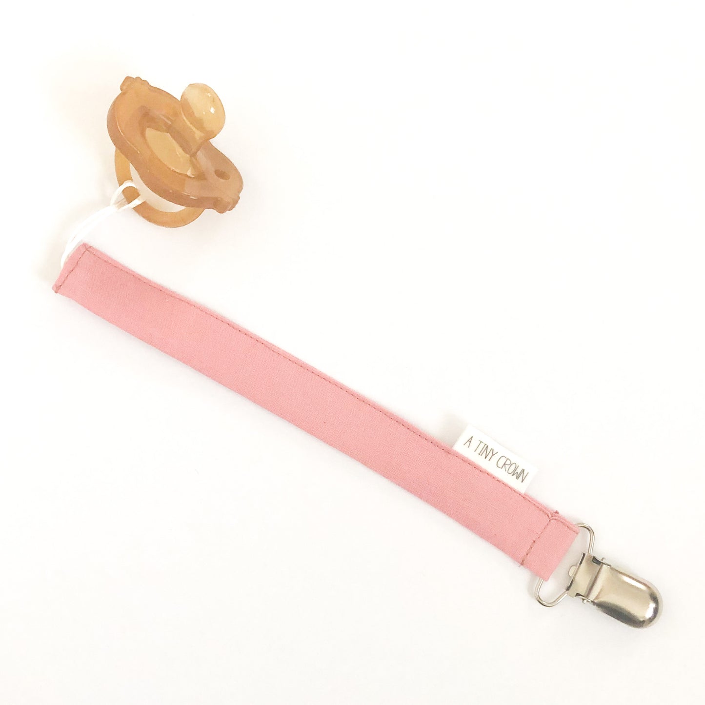 Pink Fabric Pacifier Clip