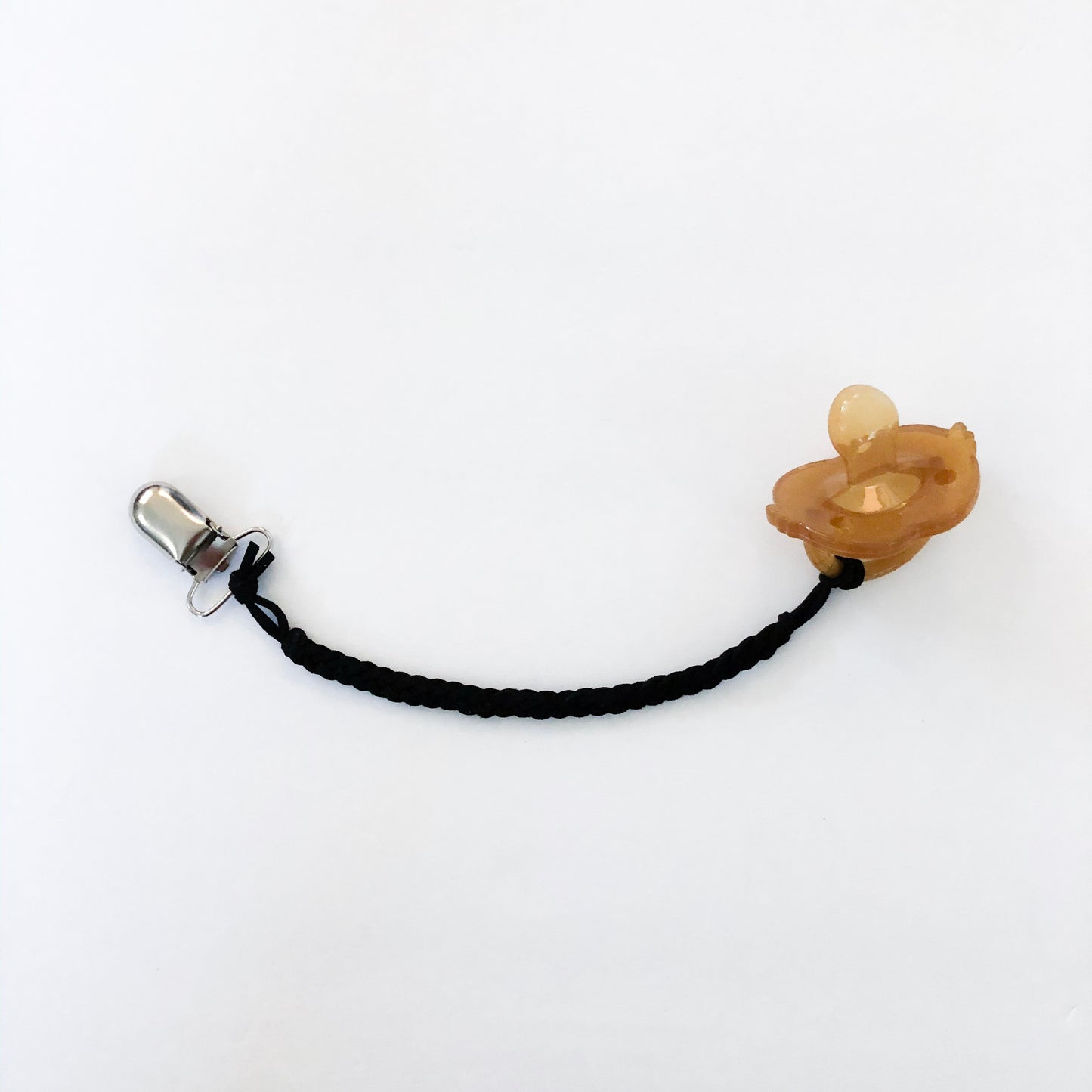 Black Braided Suede Pacifier Clip