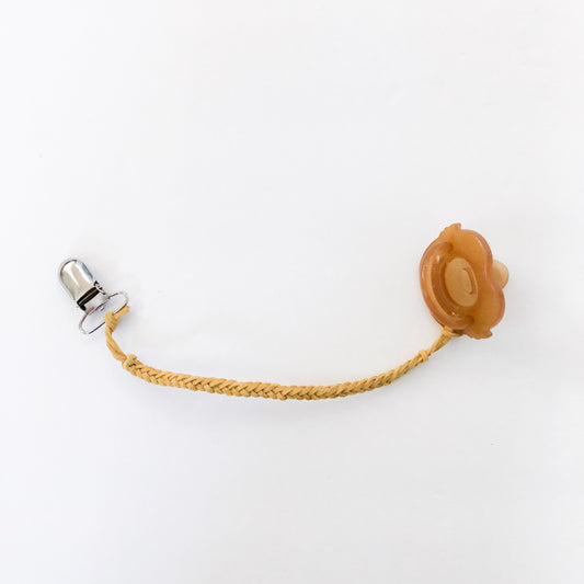 Mustard Yellow Braided Suede Pacifier Clip